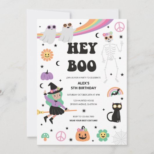 Invitation de la fête d'Halloween Hippie (Devant)