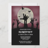 Invitation de la fête d'Halloween mains Zombie (Devant)