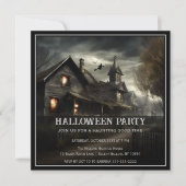 Invitation de la fête d'Halloween Maison éffrayant (Devant)