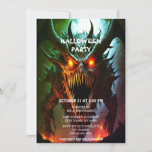 Invitation de la fête d'Halloween Monster géant (Devant)