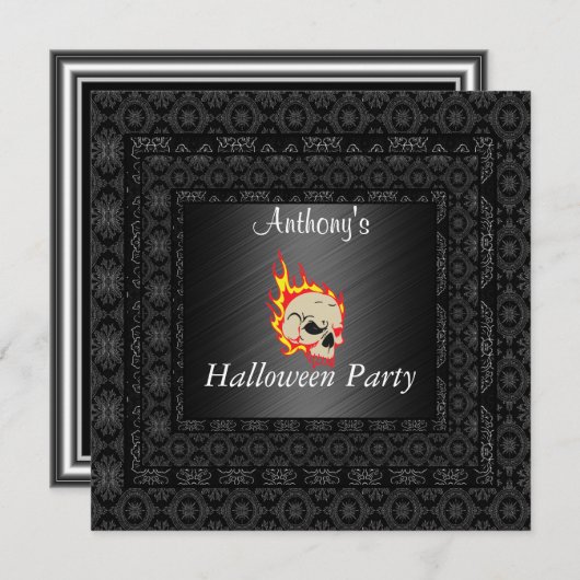Invitation de la fête d'Halloween noir (Devant / Derrière)