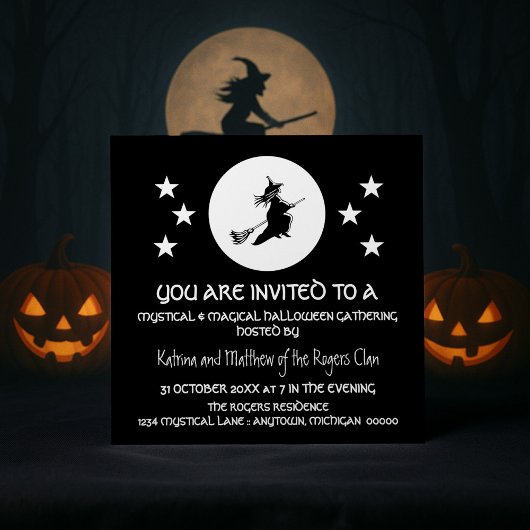 Invitation de la fête d'Halloween, noir et blanc