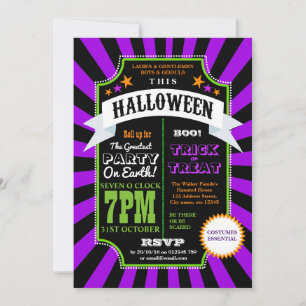 Invitation de la fête d'Halloween noir et violet c