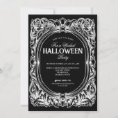 Invitation de la fête d'Halloween noir gothique (Devant)