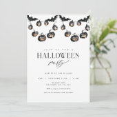 Invitation de la fête d'Halloween noir moderne (Debout devant)