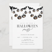 Invitation de la fête d'Halloween noir moderne (Devant / Derrière)