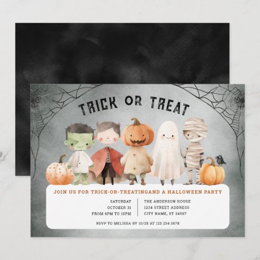 Invitation de la fête d'Halloween ou de la fête de (Devant / Derrière)