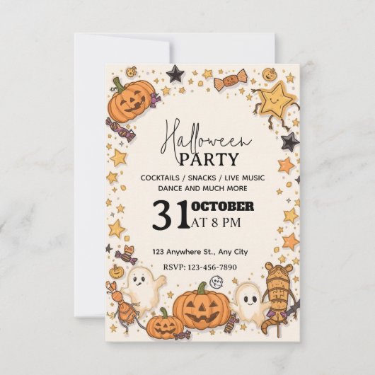 Invitation de la fête d'Halloween Pastel Cute - Ed (Devant)