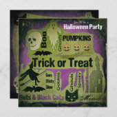 Invitation de la fête d'Halloween patinée (Devant / Derrière)