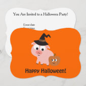 Invitation de la fête d'Halloween Pig Witch (Devant / Derrière)