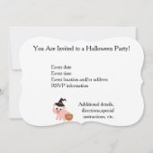 Invitation de la fête d'Halloween Pig Witch (Dos)