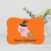 Invitation de la fête d'Halloween Pig Witch (Debout devant)