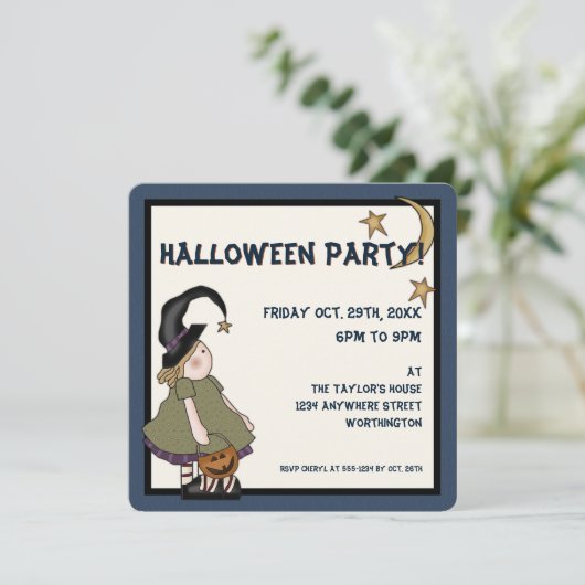 Invitation de la fête d'Halloween Prim Witch pour  (Debout devant)
