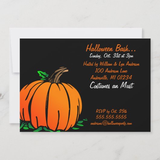 Invitation de la fête d'Halloween Pumkpin (Devant)