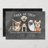 Invitation de la fête d'Halloween Puppies Trick ou (Devant / Derrière)