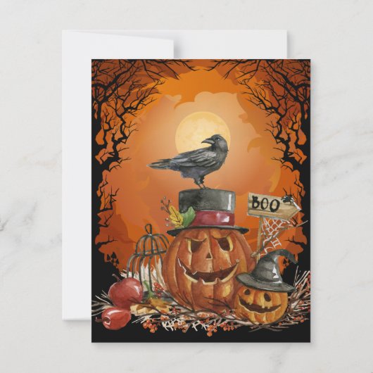 Invitation de la fête d'Halloween Raven (Dos)