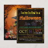 Invitation de la fête d'Halloween Raven (Devant / Derrière)