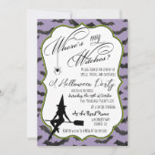 Invitation de la fête d'Halloween rétro Witch Purp (Devant)