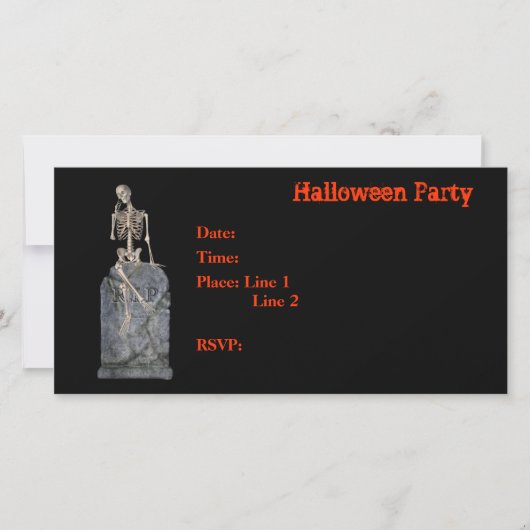 Invitation de la fête d'Halloween Skeleton Tombsto (Devant)