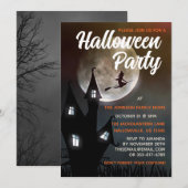 Invitation de la fête d'Halloween sorcière éffraya (Devant / Derrière)