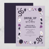 Invitation de la fête d'Halloween sorcière mystiqu (Devant / Derrière)
