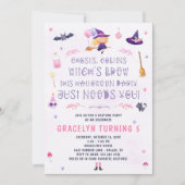 Invitation de la fête d'Halloween sorcière rose (Devant)