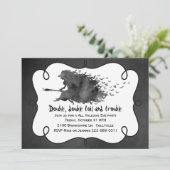 Invitation de la fête d'Halloween Sorcière volant (Debout devant)