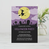 Invitation de la fête d'Halloween Sorcière volant (Debout devant)