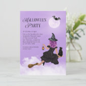 Invitation de la fête d'Halloween Sorcière volant (Debout devant)
