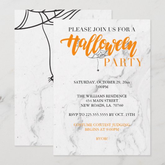 Invitation de la fête d'Halloween Spider (Devant / Derrière)