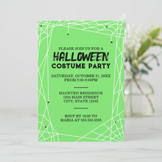Invitation de la fête d'Halloween Spiderweb (Debout devant)