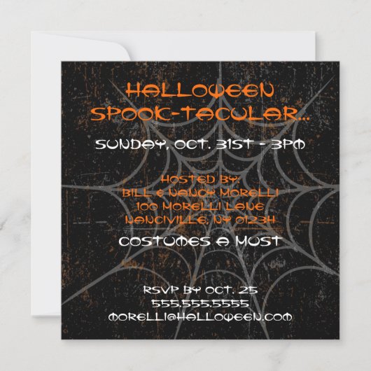 Invitation de la fête d'Halloween Spiderweb (Devant)