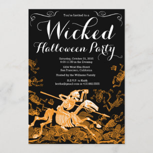 Invitation de la fête d'Halloween : squelette Vint