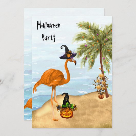 Invitation de la fête d'Halloween tropicale (Devant / Derrière)