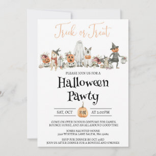 Invitation de la fête d'Halloween, une paille pour