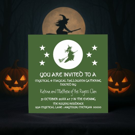 Invitation de la fête d'Halloween, vert