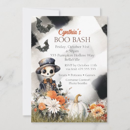 Invitation de la fête d'Halloween vintage (Dos)