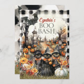 Invitation de la fête d'Halloween vintage (Devant / Derrière)