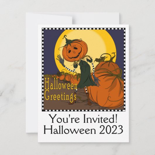 Invitation de la fête d'Halloween vintage (Devant)