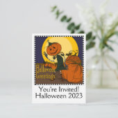 Invitation de la fête d'Halloween vintage (Debout devant)