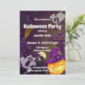 Invitation de la fête d'Halloween violette ou Citr (Debout devant)