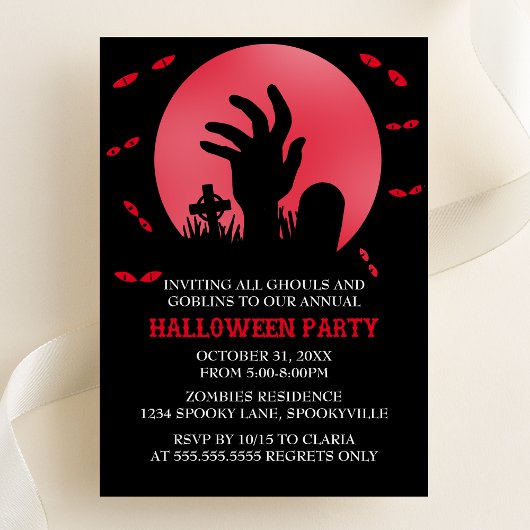 Invitation de la fête d'Halloween Zombie