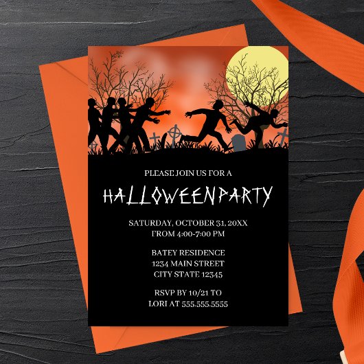 Invitation de la fête d'Halloween Zombie Chase