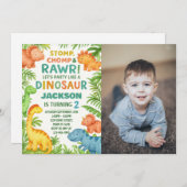 Invitation De La Fête Dino Avec Photo (Devant / Derrière)