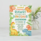 Invitation de la fête Dino modifiable (Debout devant)