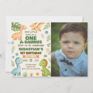 Invitation de la fête Dino modifiable avec photo