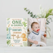 Invitation de la fête Dino modifiable avec photo (Debout devant)