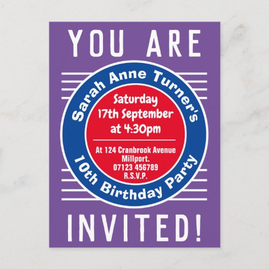 Invitation de la fête du 10e anniversaire de l'enf (Devant)