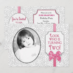 Invitation de la fête du 2e anniversaire -Bows & P