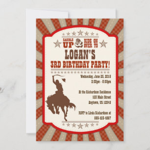 Invitation de la fête du 3e anniversaire de Cowboy